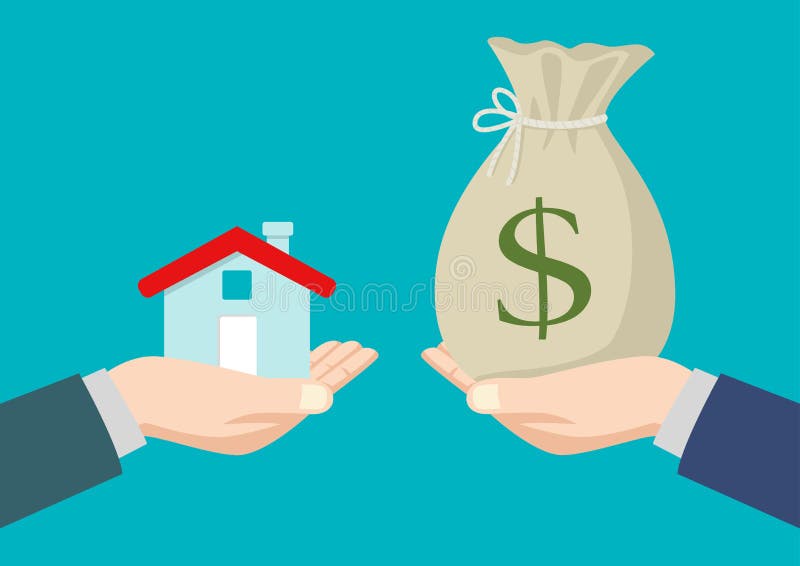 Vector illustration of real estate agent handover a house to a buyer. Vector illustration of real estate agent handover a house to a buyer