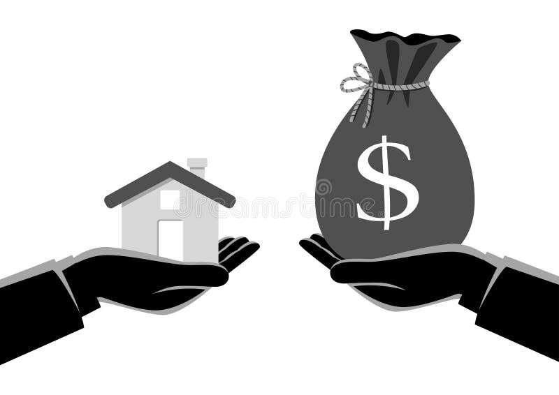 Vector illustration of real estate agent handover a house to a buyer. Vector illustration of real estate agent handover a house to a buyer