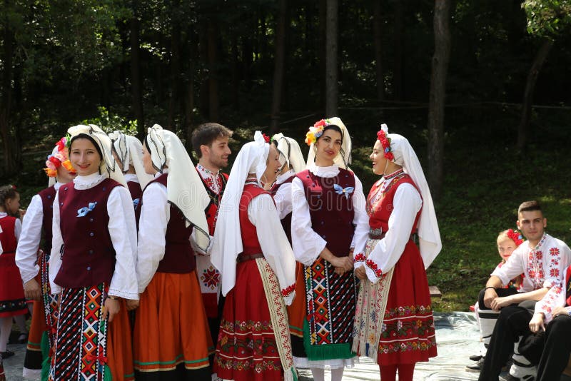 People in Traditional Authentic Folk Costumes on National Folklore Fair ...