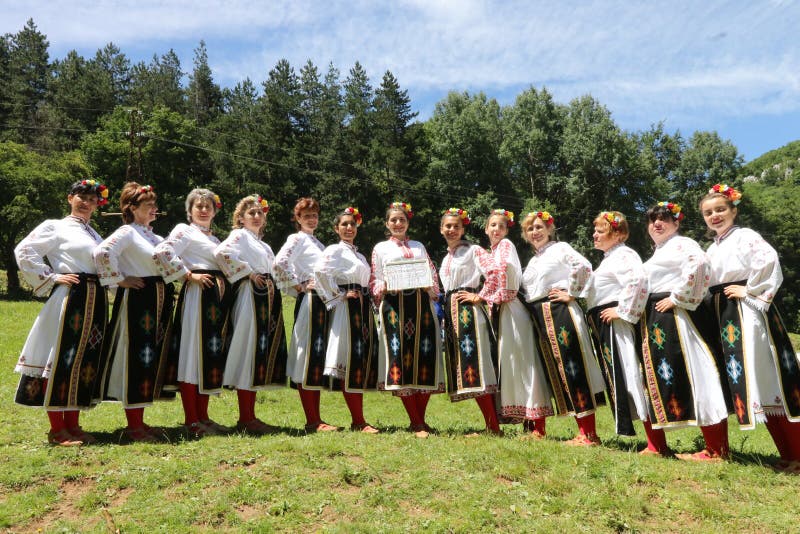 People in Traditional Authentic Folklore Costume a Meadow Near Vratsa ...