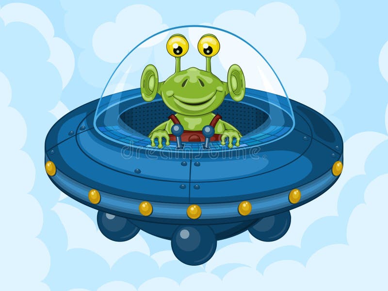 Vreemdeling en UFO vector illustratie Vreemdeling en UFO vector illustratie