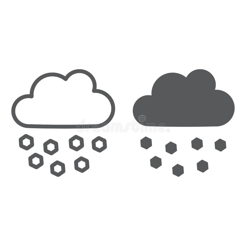 Vremea liniei de grindină și a pictogramei glifului și grafica vectorială a nordului meteorologic semnează un model liniar pe un f vector illustration