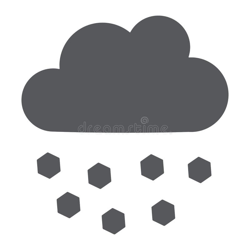 Vremea pictogramei grindină glifă și grafica vectorială a nordului meteorologic semnează un model solid pe un fond alb. stock illustration