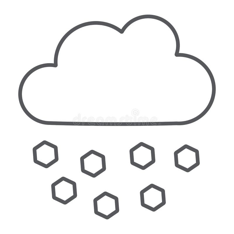 Vremea pictogramei liniei de grindină și grafica vectorială a norilor meteorologici semnează un tipar liniar pe fond alb. stock illustration