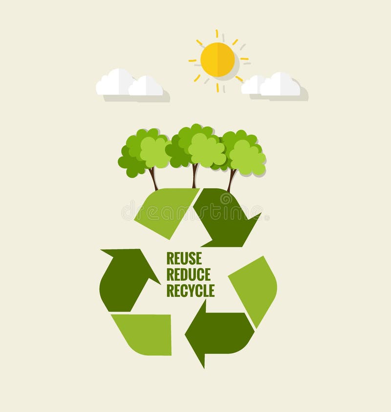 Vriendschappelijke Eco Ecologieconcept met de de Groene Aarde en Bomen van Eco Ve vector illustratie Vriendschappelijke Eco Ecologieconcept met de de Groene Aarde en Bomen van Eco Ve vector illustratie