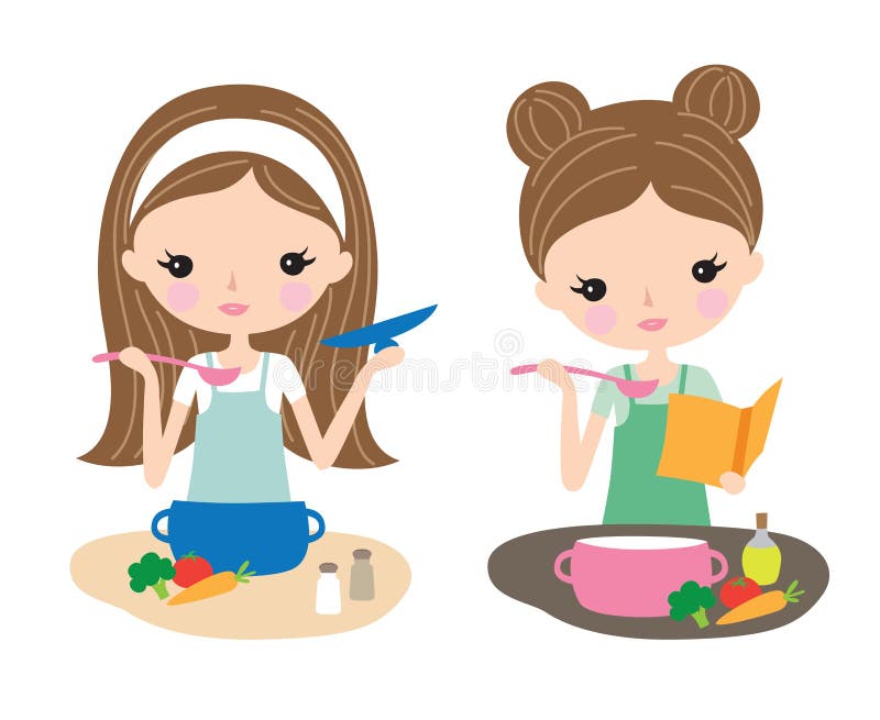 Vrij Jonge Vrouw die en Recept koken lezen vector illustratie Vrij Jonge Vrouw die en Recept koken lezen vector illustratie