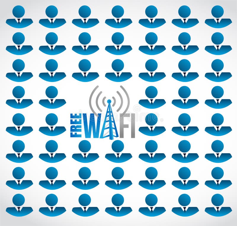 Vrije wifi voor zaken mensen achtergrondteken royalty-vrije illustratie Vrije wifi voor zaken mensen achtergrondteken royalty-vrije illustratie
