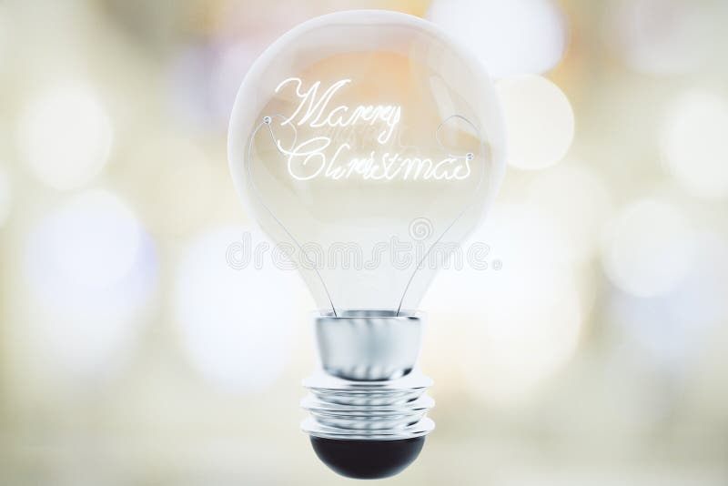 Vrolijk Kerstmisconcept met gloeilamp en vrolijke Kerstmisphra royalty-vrije stock afbeelding Vrolijk Kerstmisconcept met gloeilamp en vrolijke Kerstmisphra royalty-vrije stock afbeelding