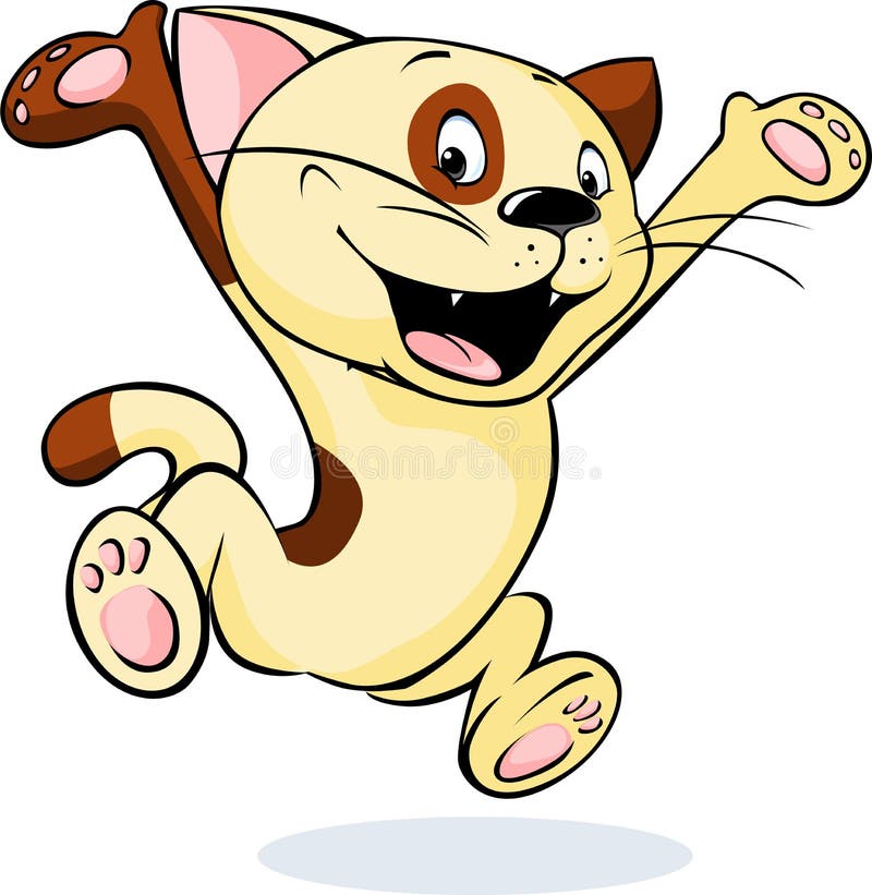 Vrolijke en gelukkige kattensprongen - vector stock illustratie Vrolijke en gelukkige kattensprongen - vector stock illustratie