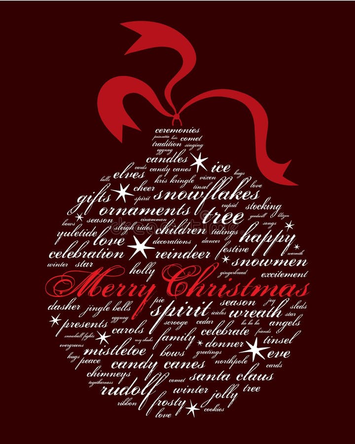 Vrolijke Kerstmis en andere vakantiewoorden vector illustratie Vrolijke Kerstmis en andere vakantiewoorden vector illustratie
