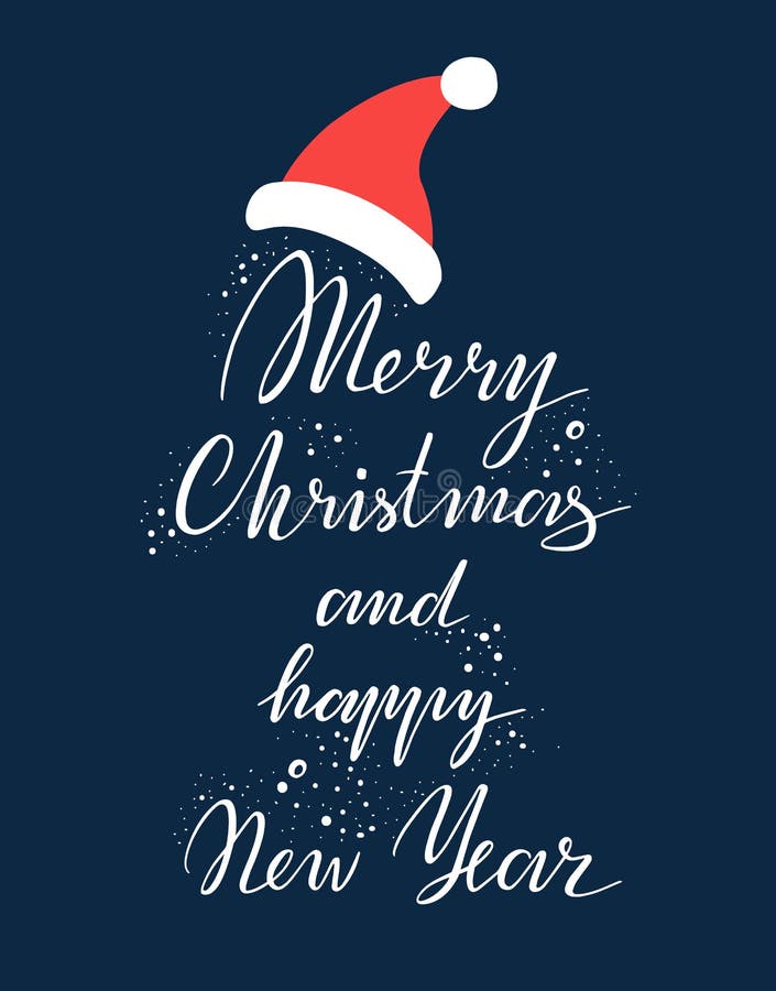 Vrolijke Kerstmis en het gelukkige Nieuwjaar Vector Van letters voorzien De kaart van de groet Vector illustratie royalty-vrije illustratie Vrolijke Kerstmis en het gelukkige Nieuwjaar Vector Van letters voorzien De kaart van de groet Vector illustratie royalty-vrije illustratie