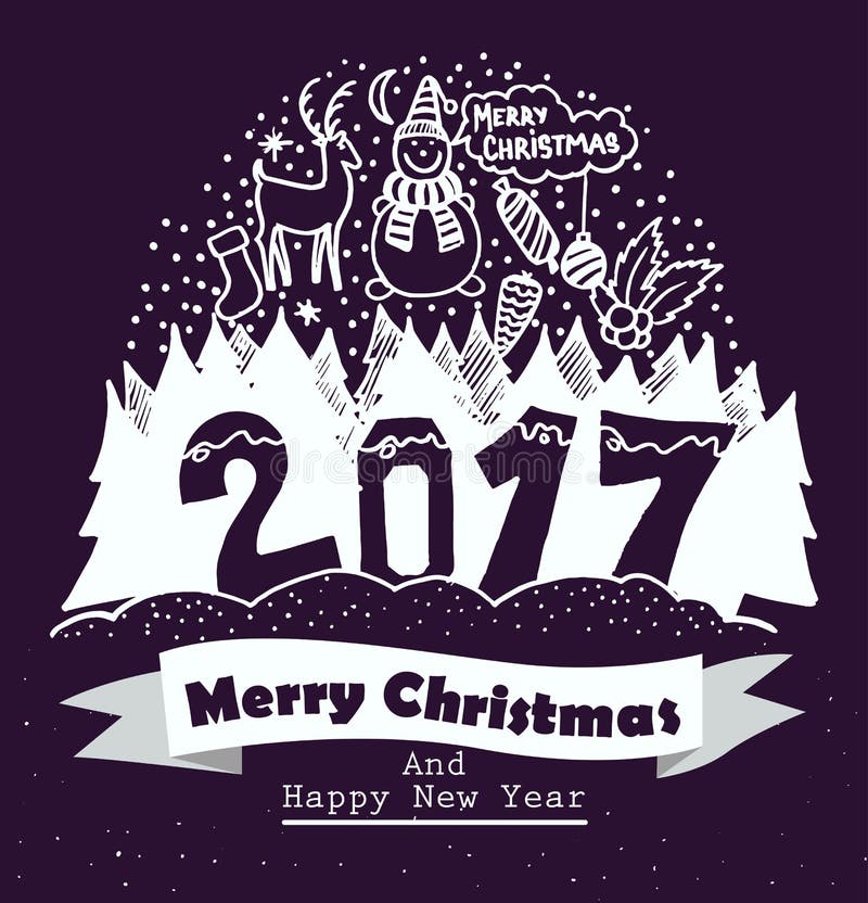 Vrolijke Kerstmis en het Gelukkige ontwerp van de Nieuwjaartypografie met de elementen van de handtekening Geïsoleerdee vectorill stock illustratie Vrolijke Kerstmis en het Gelukkige ontwerp van de Nieuwjaartypografie met de elementen van de handtekening Geïsoleerdee vectorill stock illustratie