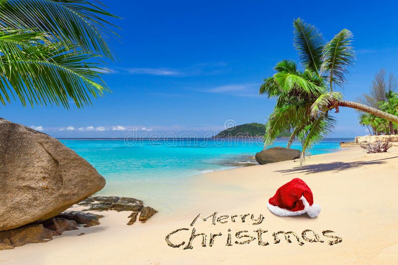 Vrolijke Kerstmis van het tropische strand royalty-vrije stock fotografie Vrolijke Kerstmis van het tropische strand royalty-vrije stock fotografie