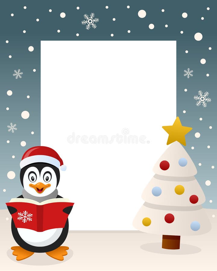Vrolijke Kerstmis Witte Boom - Pinguïn vector illustratie Vrolijke Kerstmis Witte Boom - Pinguïn vector illustratie