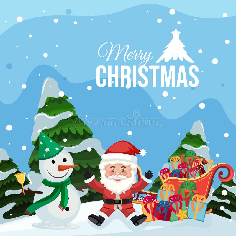 Vrolijke Kerstmiskerstman en sneeuwman stock illustratie Vrolijke Kerstmiskerstman en sneeuwman stock illustratie