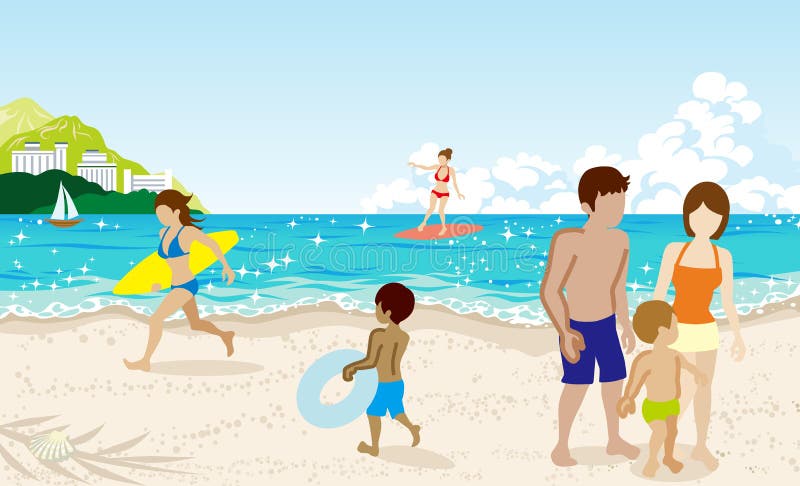 Vector illustration of Cheerful People in Summer beach. Vector illustration of Cheerful People in Summer beach.