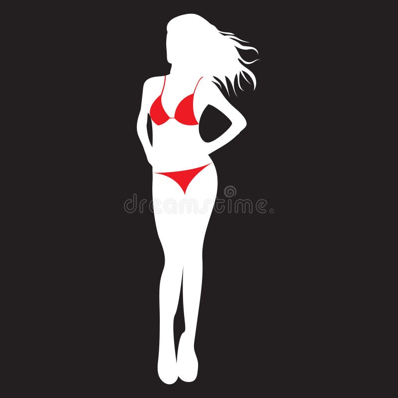 Vrouw in bikini. vectorillustratie-decoratief ontwerp royalty-vrije illustratie