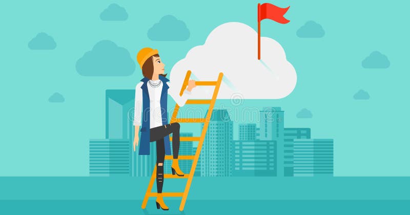Vrouw die de ladder beklimt royalty-vrije illustratie