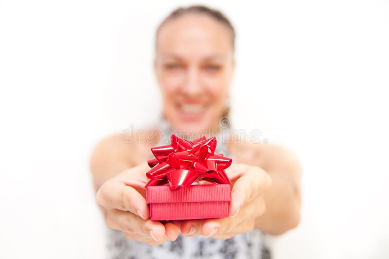 Vrouw die heden geven stock afbeeldingen Vrouw die heden geven stock afbeeldingen