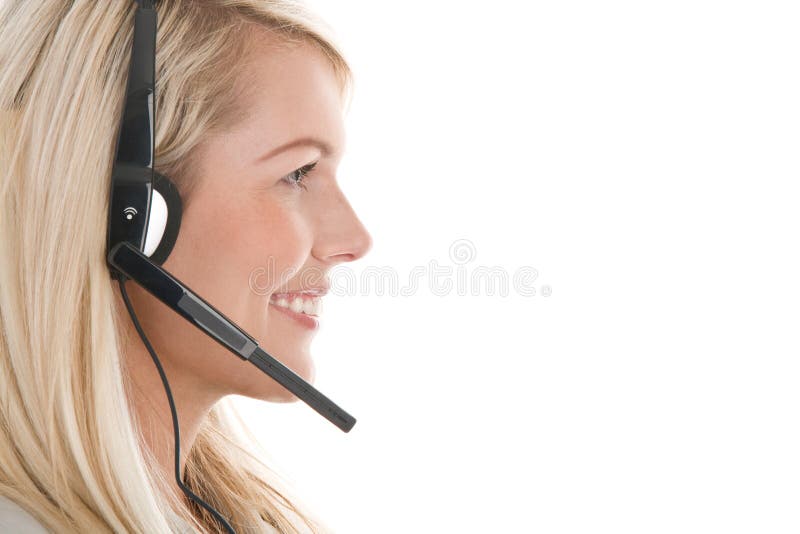 Vrouw die hoofdtelefoon draagt stock afbeeldingen Vrouw die hoofdtelefoon draagt stock afbeeldingen
