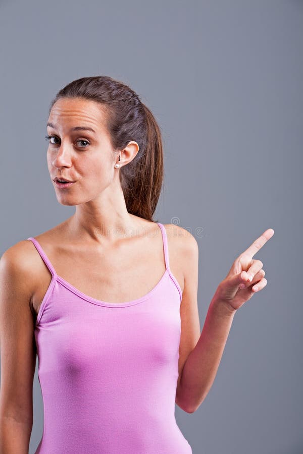 Vrouw die met vinger wijst op stock foto's Vrouw die met vinger wijst op stock foto's
