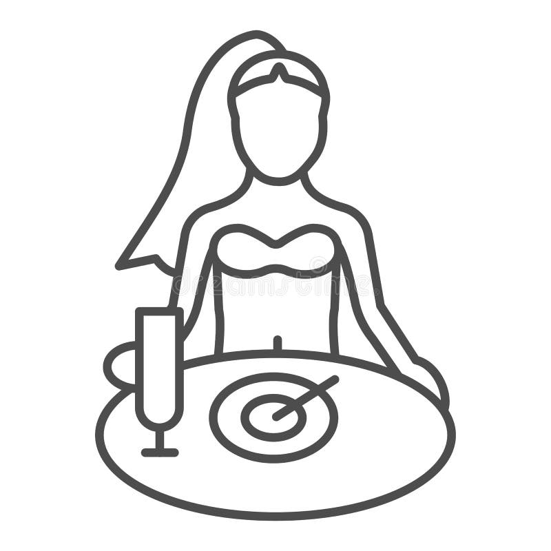 Vrouw die pictogram van de ontbijt het dunne lijn hebben r Wijfje bij het lijstoverzicht vector illustratie Vrouw die pictogram van de ontbijt het dunne lijn hebben r Wijfje bij het lijstoverzicht vector illustratie