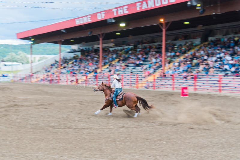 Vrouw en paardenkoers door arena bij vat het rennen de concurrentie stock foto's Vrouw en paardenkoers door arena bij vat het rennen de concurrentie stock foto's