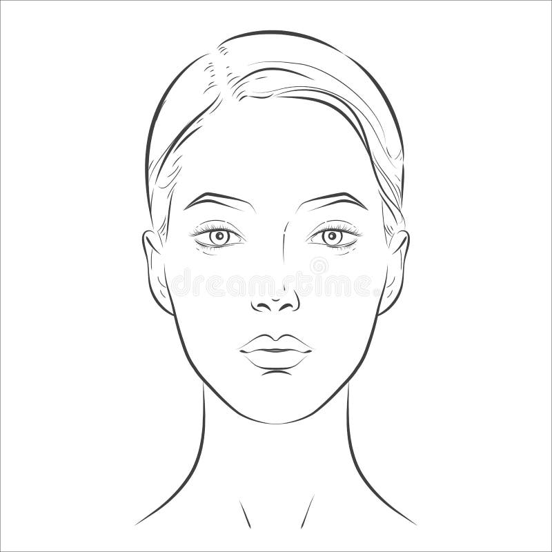 Vrouw gezicht Schets voorportret zwart-wit
