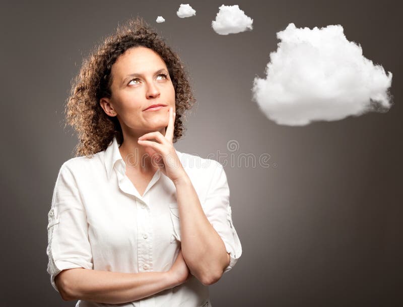 Vrouw het denken stock afbeelding Vrouw het denken stock afbeelding