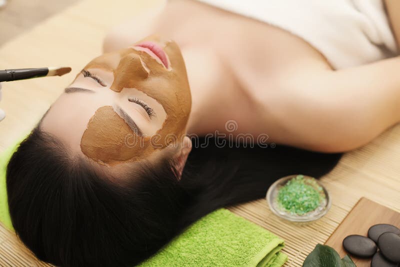 Spa Mask. Woman in Spa Salon. Face Mask. Facial Clay Mask. Spa Mask. Woman in Spa Salon. Face Mask. Facial Clay Mask