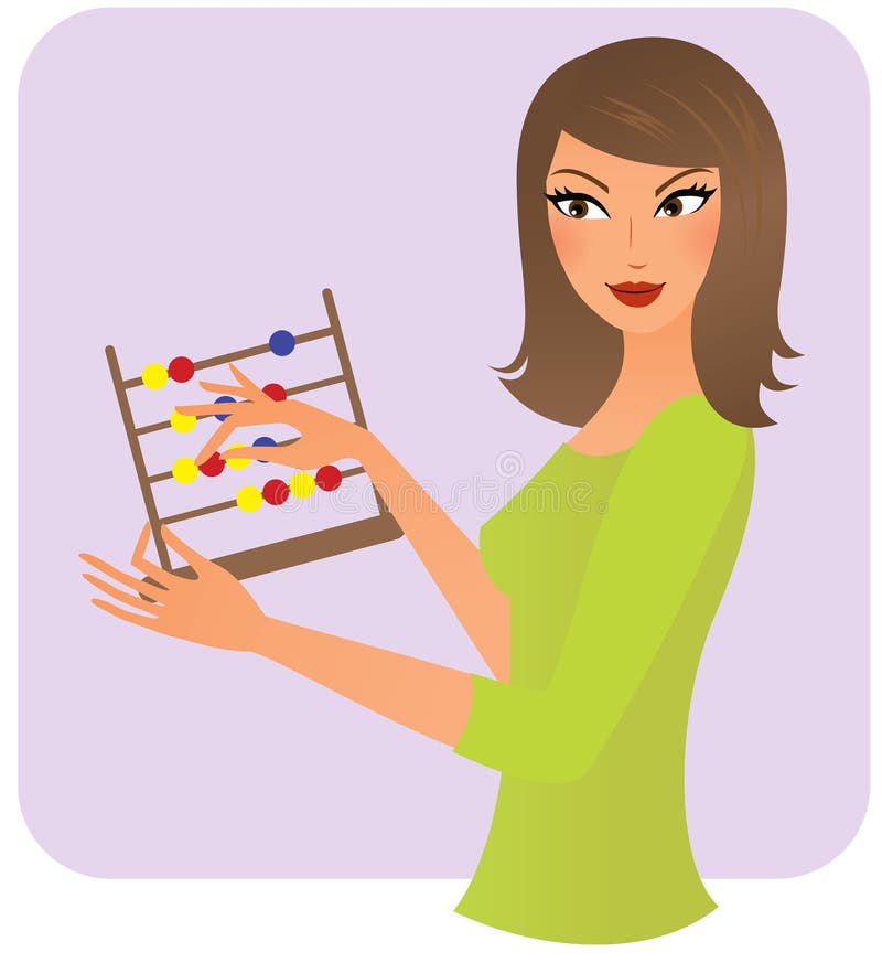 Vrouw met een telraam stock illustratie Vrouw met een telraam stock illustratie