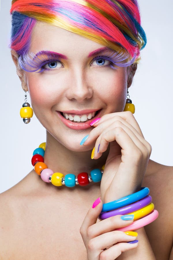 Vrouw met heldere make-up royalty-vrije stock fotografie Vrouw met heldere make-up royalty-vrije stock fotografie