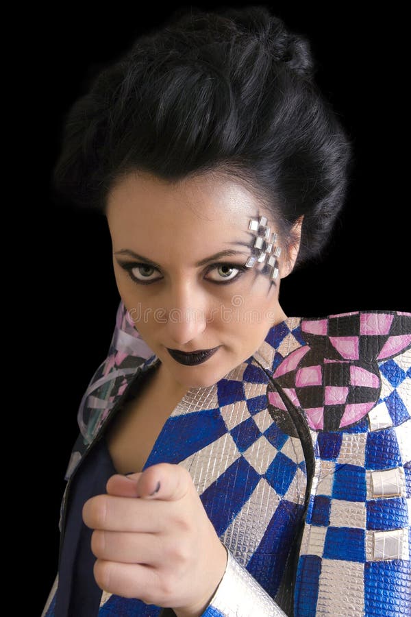 Vrouw met het creatieve make-up richten stock afbeelding Vrouw met het creatieve make-up richten stock afbeelding