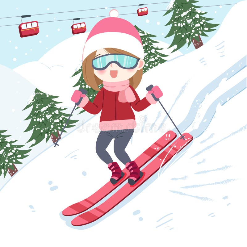 Vrouw met het ski?en royalty-vrije illustratie Vrouw met het ski?en royalty-vrije illustratie