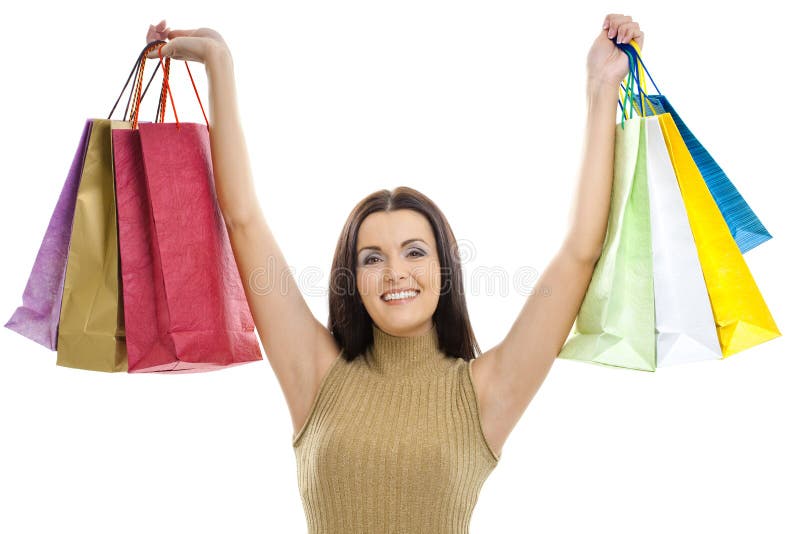 Vrouw met het winkelen zakken stock foto Vrouw met het winkelen zakken stock foto