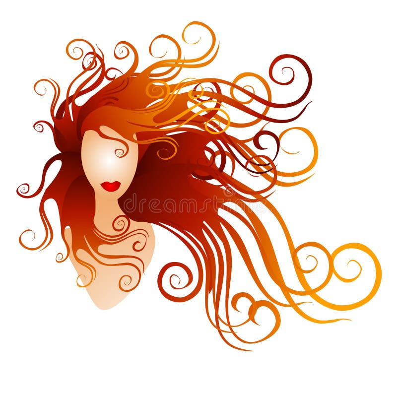 Vrouw met lang Rood Stromend Haar