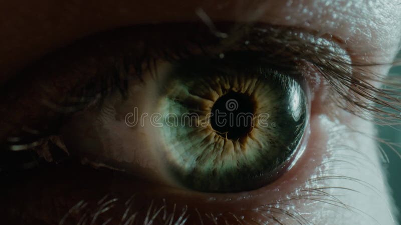 Vrouw met verbluffend kleurrijk groen oog in studio close view