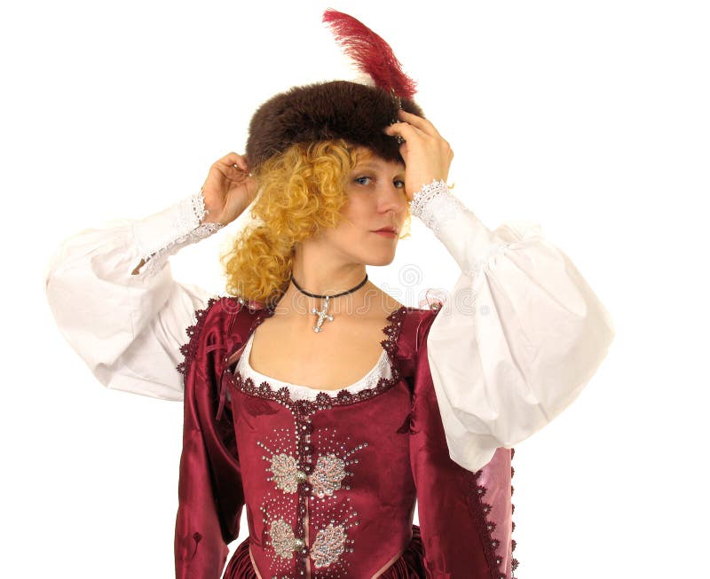 Woman in Polish clothes of 17 century. Isolated image. Woman in Polish clothes of 17 century. Isolated image