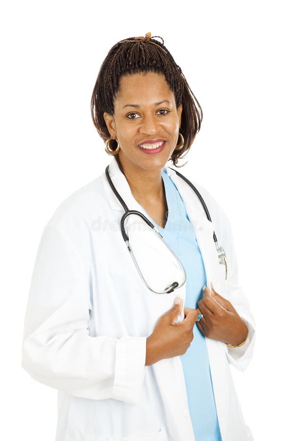 Beautiful african-american female doctor. Isolated on white background. Beautiful african-american female doctor. Isolated on white background.