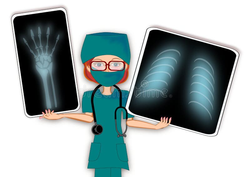 Röntgenfoto van een vrouwelijke arts stock illustratie