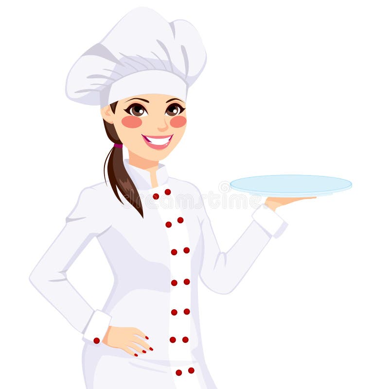 Vrouwelijke Chef-kok Holding Empty Plate