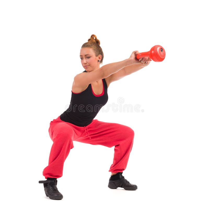 Vrouwelijke Geschiktheidsinstructeur Exercise met Kettlebell royalty-vrije stock afbeelding Vrouwelijke Geschiktheidsinstructeur Exercise met Kettlebell royalty-vrije stock afbeelding