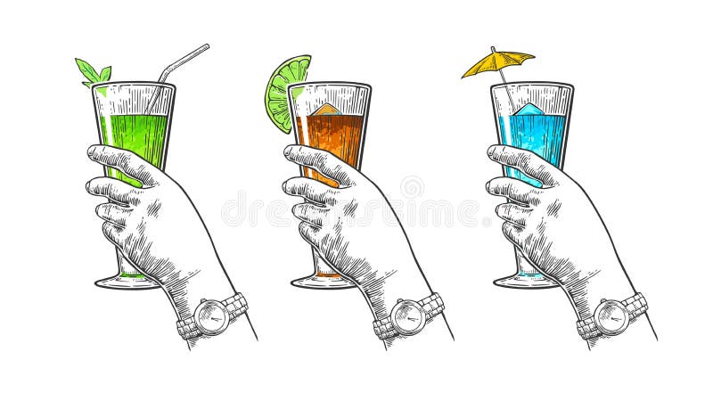 Vrouwelijke hand die een glas van cocktail houden Uitstekende gravureillustratie voor etiket, affiche, uitnodiging aan een partij royalty-vrije illustratie Vrouwelijke hand die een glas van cocktail houden Uitstekende gravureillustratie voor etiket, affiche, uitnodiging aan een partij royalty-vrije illustratie