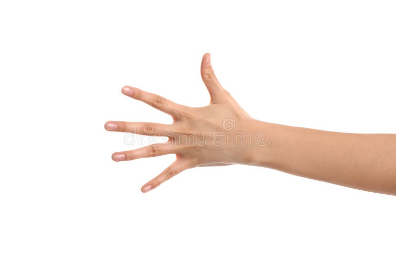 Vrouwelijke hand op witte achtergrond royalty-vrije stock afbeeldingen