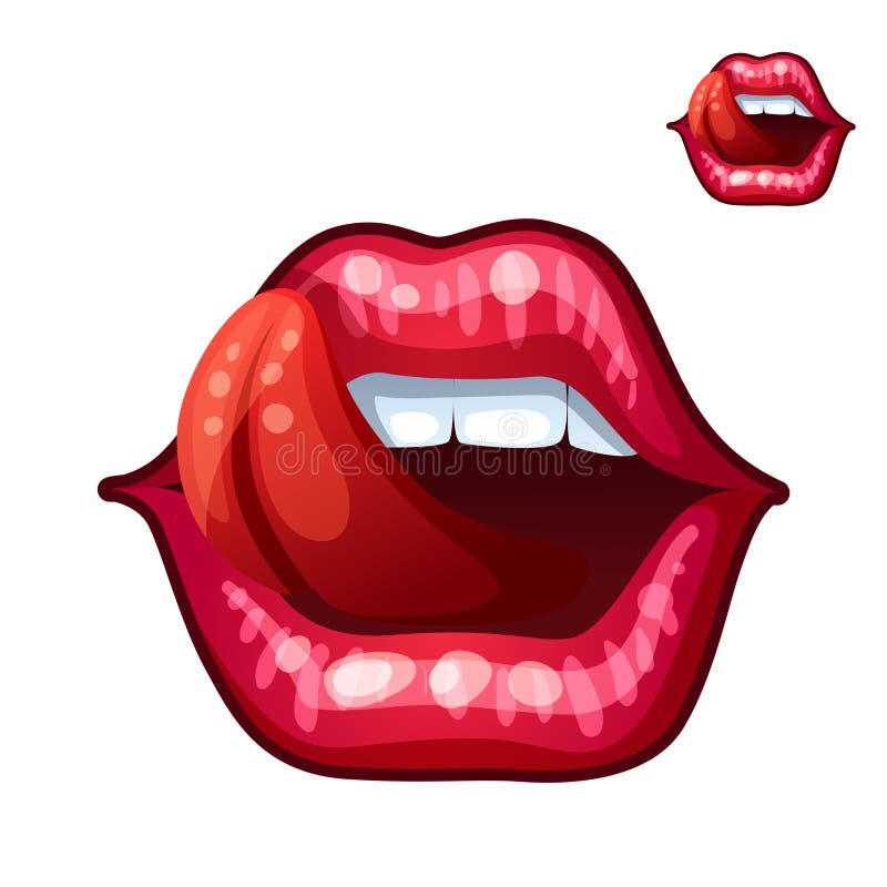 Rode Lippen Met Tong Wijfje Vector Illustratie Illustration of tong