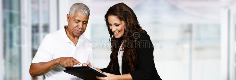 Female insurance agent who is happy to be working. Female insurance agent who is happy to be working