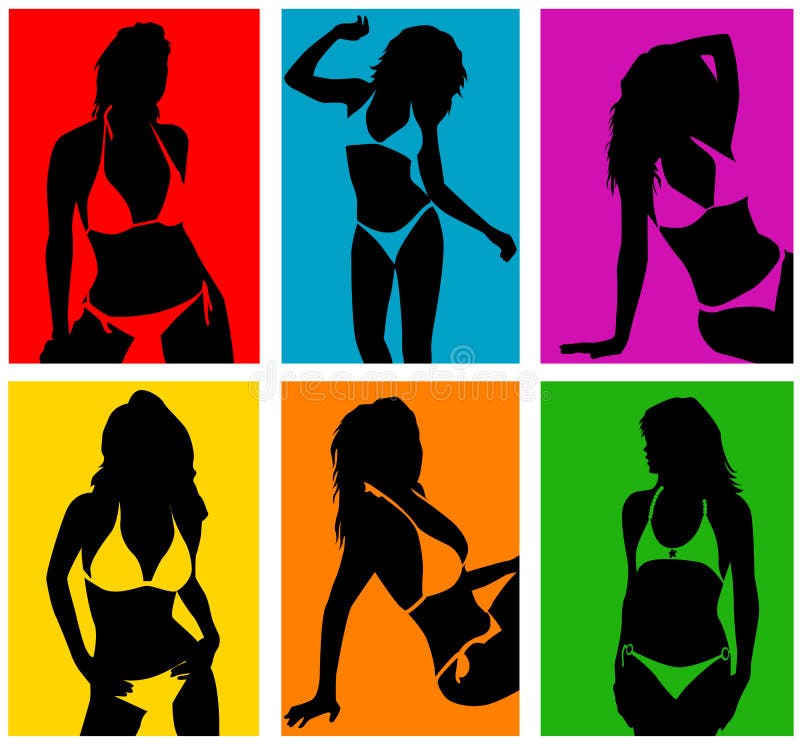 Vrouwen in bikini 2 vector stock illustratie