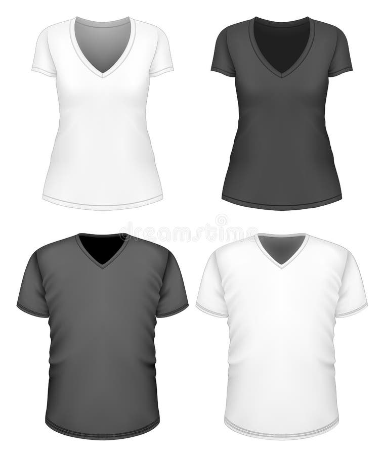 Vrouwen en mannen v-hals t-shirt korte koker stock illustratie Vrouwen en mannen v-hals t-shirt korte koker stock illustratie