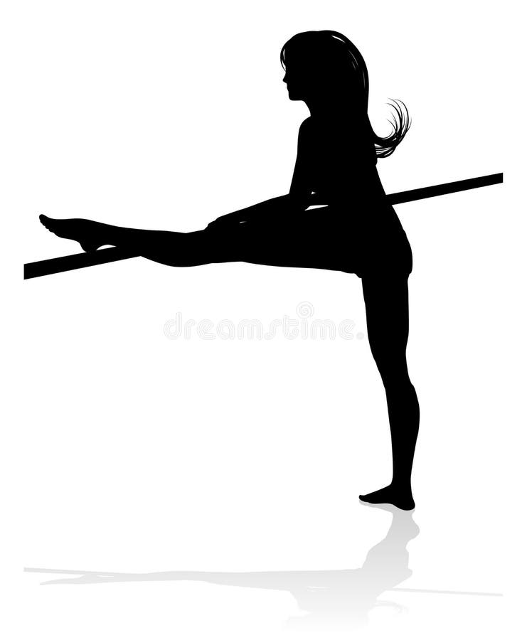 Vrouwendanser Stretching Silhouette stock illustratie Vrouwendanser Stretching Silhouette stock illustratie