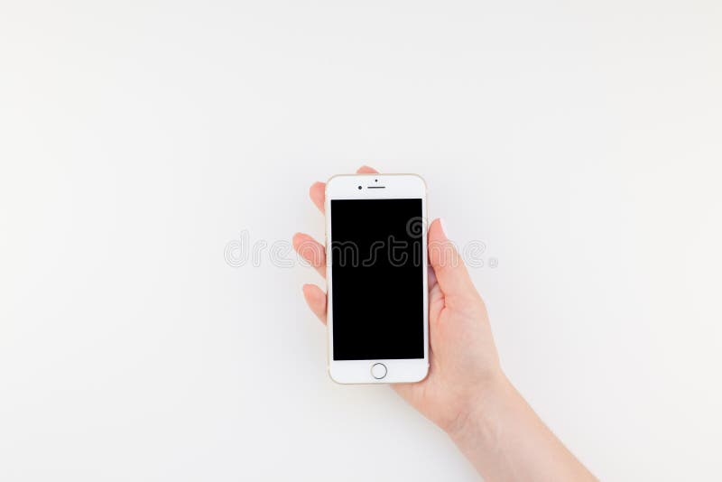 Vrouwenhand met Iphone 7 royalty-vrije stock fotografie Vrouwenhand met Iphone 7 royalty-vrije stock fotografie